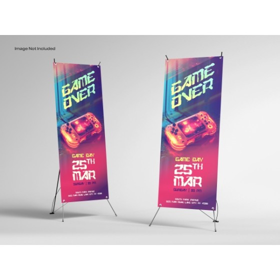 Roll Up Banner Mockup PSD Layered Material for Exhibition Poster Design